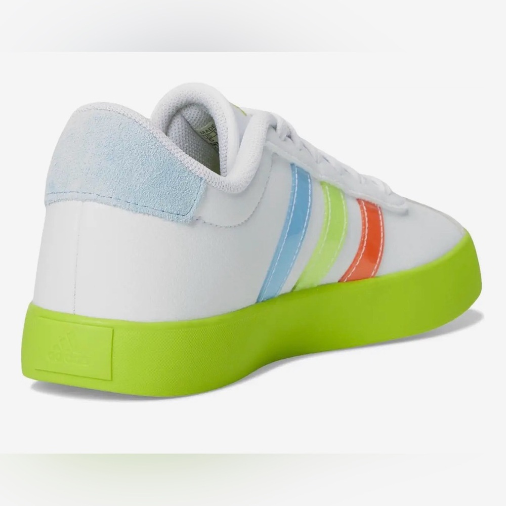 NIB [Adidas] VL Court 3.0 K Skateboard Tennis Shoes Sneakers Neon Youth 5 / W 6 - Picture 3 of 14